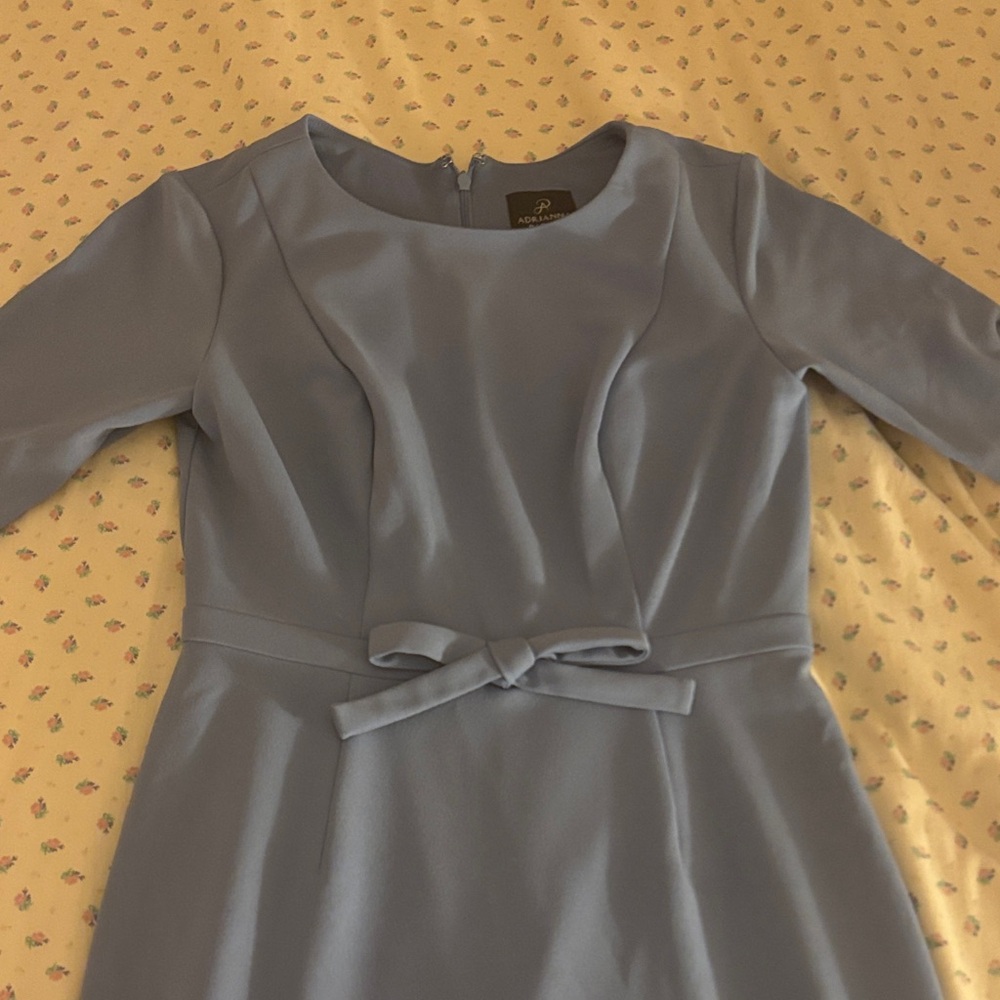 Short Sleeve Bow Waist Sheath Dress In French Blue